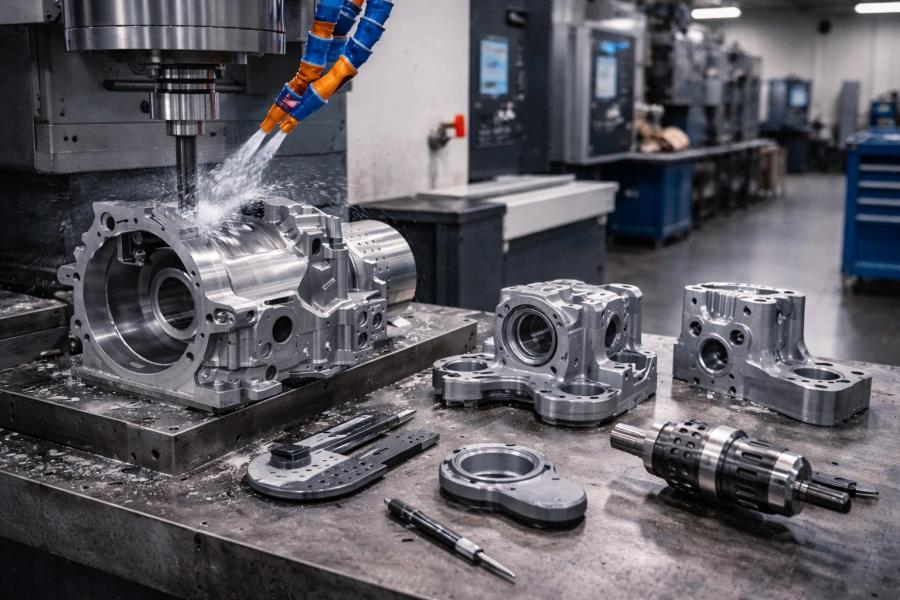 CNC machining center in operation
